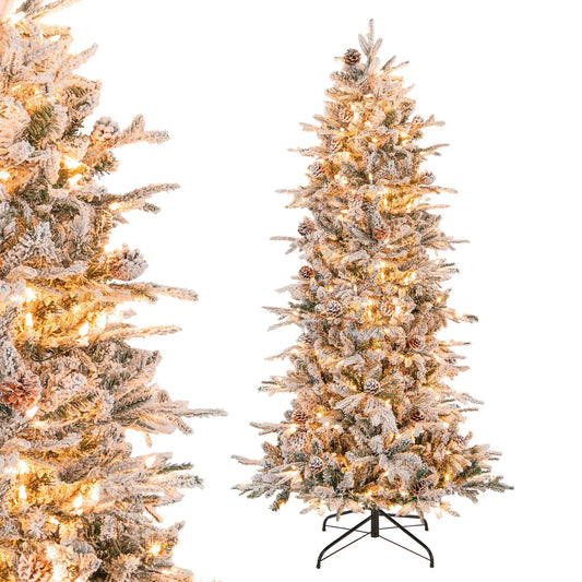 Pre-Lit Snow-Flocked Hinged Christmas Tree